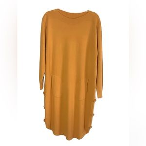 Bella Amore Sweater Dress Yellow Gold Orange Longsleeve Viscose Midi Size L NWT